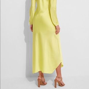 Satin Long Sleeve Asymmetrical Hem Maxi Dress